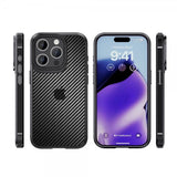 Ipaky iPhone 15 Pro Max Cover Kulstofibermønster Sort