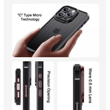 Ipaky iPhone 15 Pro Max Cover Kulstofibermønster Sort