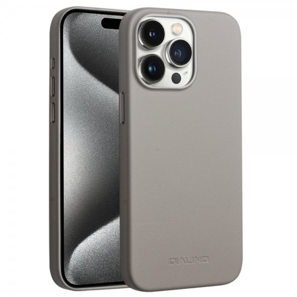Qialino iPhone 15 Pro Max Cover Kunstlæder MagSafe Grå
