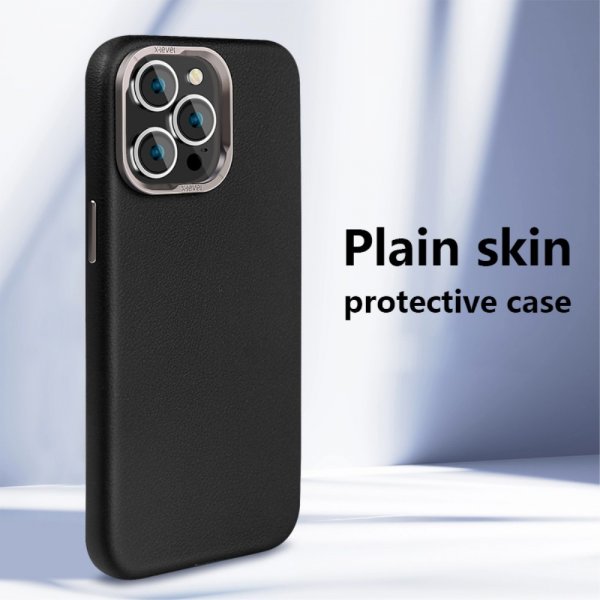 X-Level iPhone 15 Pro Max Cover Lædertekstur MagSafe Sort
