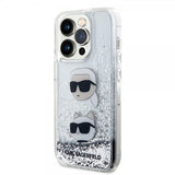 Karl Lagerfeld iPhone 15 Pro Max Cover Liquid Glitter Karl & Choupette Sølv
