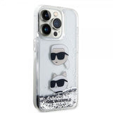 Karl Lagerfeld iPhone 15 Pro Max Cover Liquid Glitter Karl & Choupette Sølv