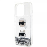 Karl Lagerfeld iPhone 15 Pro Max Cover Liquid Glitter Karl & Choupette Sølv
