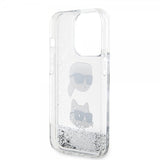 Karl Lagerfeld iPhone 15 Pro Max Cover Liquid Glitter Karl & Choupette Sølv