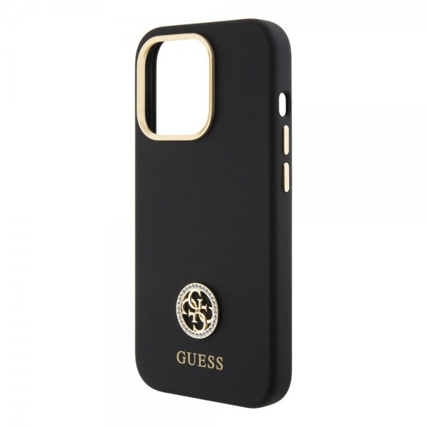 Guess iPhone 15 Pro Max Cover Liquid Silicone Metal Logo Sort