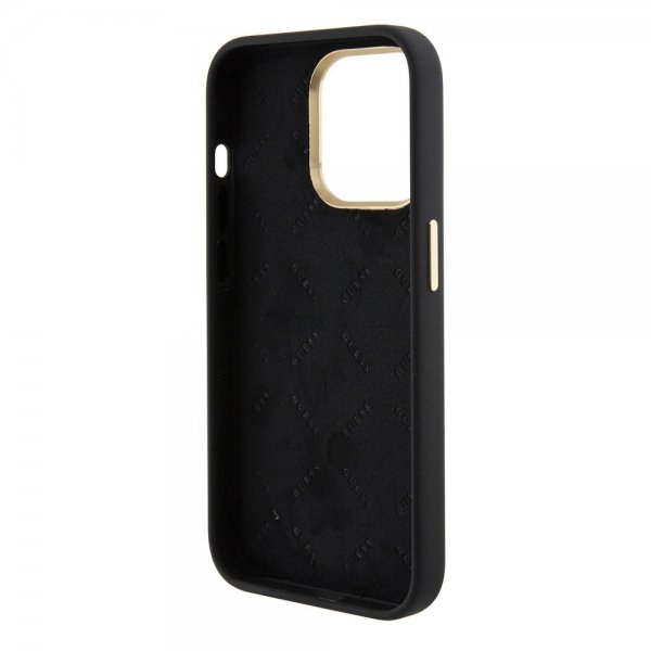 Guess iPhone 15 Pro Max Cover Liquid Silicone Metal Logo Sort
