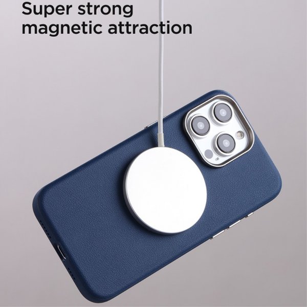 Joyroom iPhone 15 Pro Max Cover Litchi Pattern Series MagSafe Blå