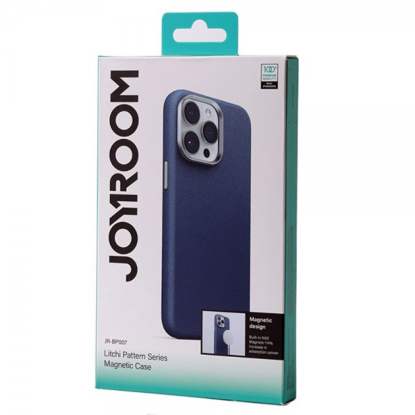 Joyroom iPhone 15 Pro Max Cover Litchi Pattern Series MagSafe Blå