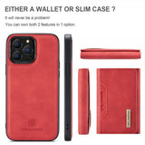 Dg.Ming iPhone 15 Pro Max Cover M2 Series Aftagelig Kortholder Rød
