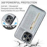 Dg.Ming iPhone 15 Pro Max Cover M3 Series Aftagelig Kortholder Glitter Sølv