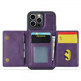 Dg.Ming iPhone 15 Pro Max Cover M5-serie Aftagelig Kortholder Lilla