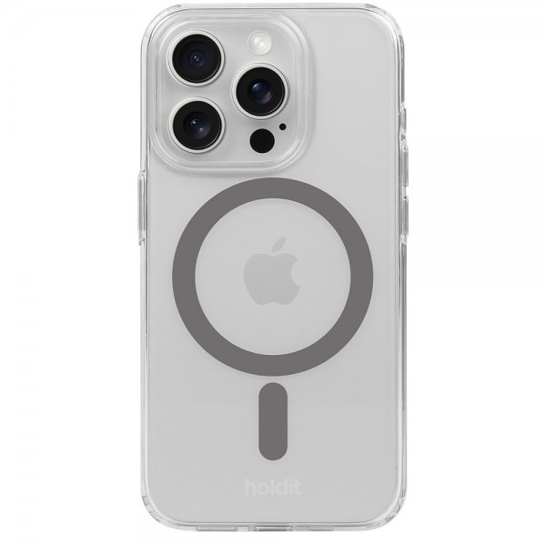 Holdit iPhone 15 Pro Max Cover MagSafe Case Space Gray Klar