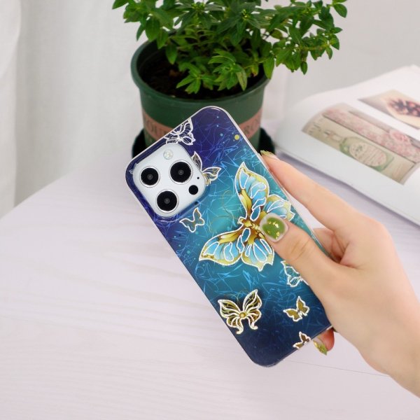 iPhone 15 Pro Max Cover Marmormønster Rød Lyserød