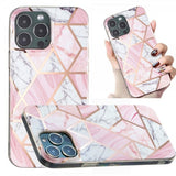 iPhone 15 Pro Max Cover Marmormønster Rosa Hvid