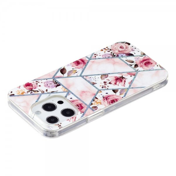 iPhone 15 Pro Max Cover Marmormønster Roser Pink