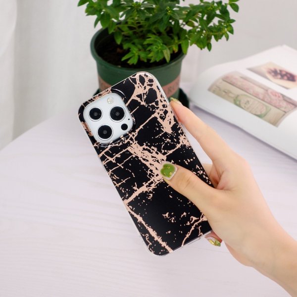 iPhone 15 Pro Max Cover Marmormønster Sort