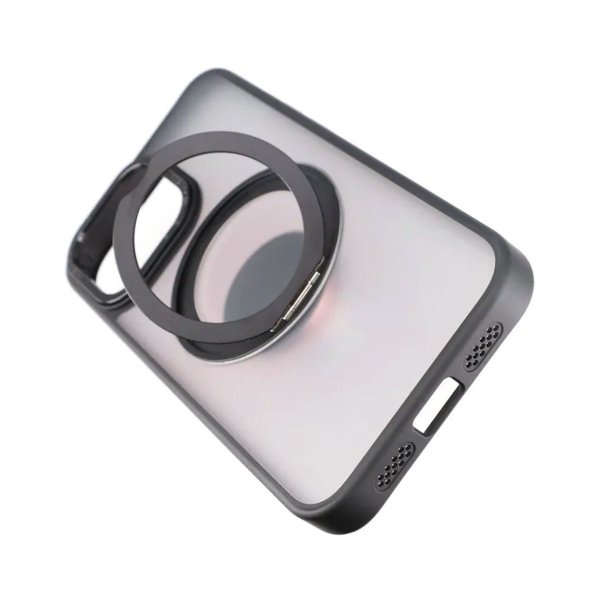 Rvelon iPhone 15 Pro Max Cover Roterbart MagSafe Stativ Mat Sort