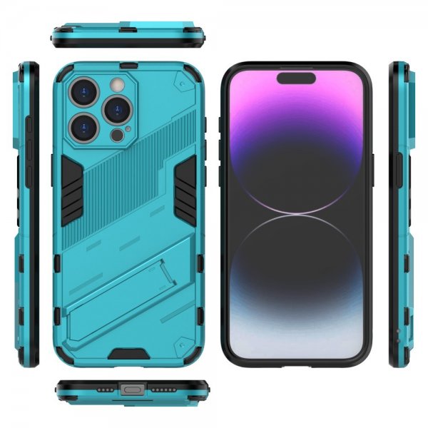 iPhone 15 Pro Max Cover med Stativ Lyseblå