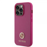 Guess iPhone 15 Pro Max Cover Metal Logo Rhinsten Metallic Rosa