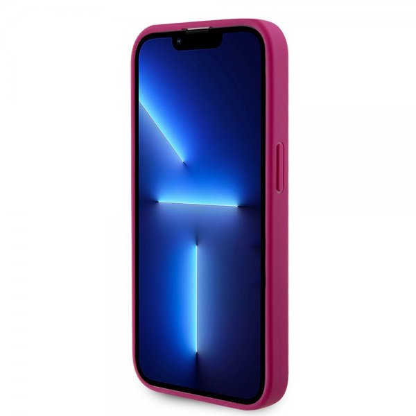 Guess iPhone 15 Pro Max Cover Metal Logo Rhinsten Metallic Rosa