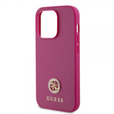 Guess iPhone 15 Pro Max Cover Metal Logo Rhinsten Metallic Rosa