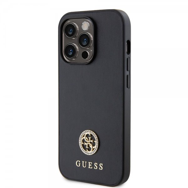 Guess iPhone 15 Pro Max Cover Metal Logo Rhinsten Sort