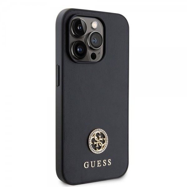Guess iPhone 15 Pro Max Cover Metal Logo Rhinsten Sort