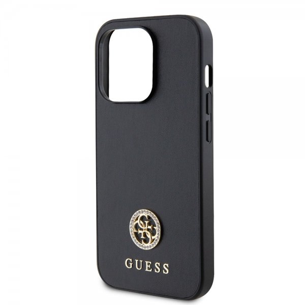 Guess iPhone 15 Pro Max Cover Metal Logo Rhinsten Sort