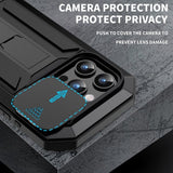 R-JUST iPhone 15 Pro Max Cover Metal Stødsikker Kamerabeskyttelse Sort
