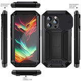 R-JUST iPhone 15 Pro Max Cover Metal Stødsikker Kamerabeskyttelse Sort