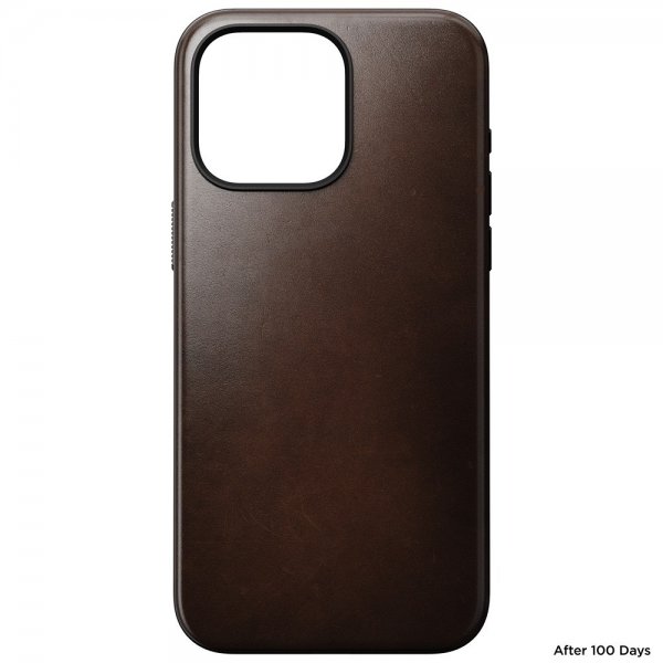 Nomad iPhone 15 Pro Max Cover Modern Leather Case Horween Rustic Brown