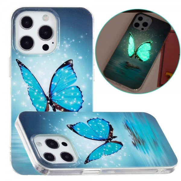 iPhone 15 Pro Max Cover Motiv Blå Sommerfugl