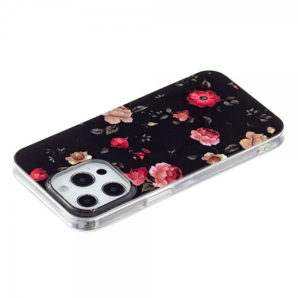 iPhone 15 Pro Max Cover Motiv Roser Sort
