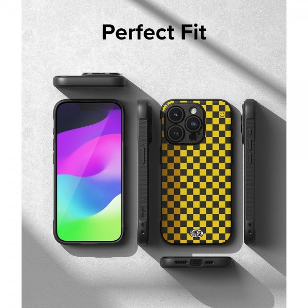 Ringke iPhone 15 Pro Max Cover Onyx Design Checkerboard Yellow