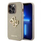 Guess iPhone 15 Pro Max Cover Perforated Glitter Guld