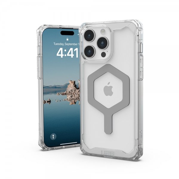 Urban Armor Gear (UAG) iPhone 15 Pro Max Cover Plyo MagSafe Ice Silver