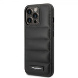 Karl Lagerfeld iPhone 15 Pro Max Cover Quilted Nylon Puffy Case Logo Plate Sort