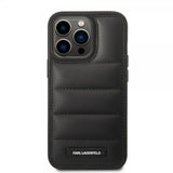 Karl Lagerfeld iPhone 15 Pro Max Cover Quilted Nylon Puffy Case Logo Plate Sort