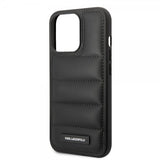 Karl Lagerfeld iPhone 15 Pro Max Cover Quilted Nylon Puffy Case Logo Plate Sort