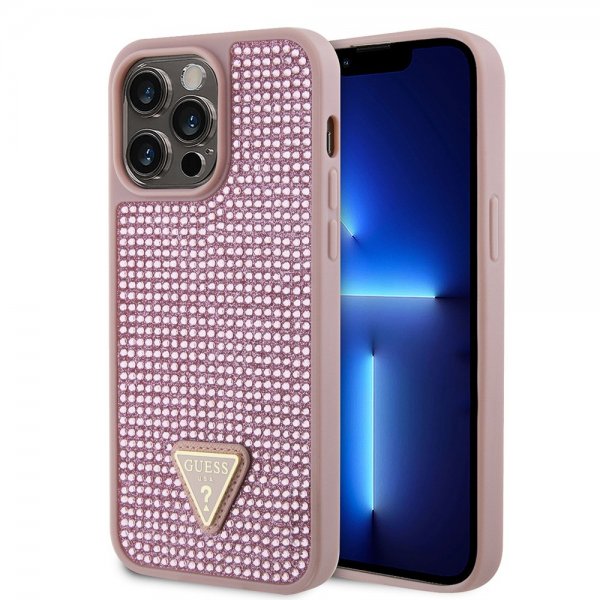 Guess iPhone 15 Pro Max Cover Rhinestone Rosa