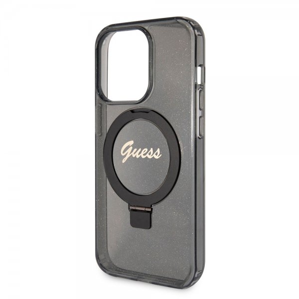 Guess iPhone 15 Pro Max Cover Ring Stand Glitter MagSafe Sort