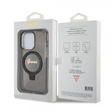 Guess iPhone 15 Pro Max Cover Ring Stand Glitter MagSafe Sort