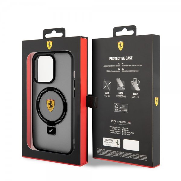 Ferrari iPhone 15 Pro Max Cover Ring Stand MagSafe Sort