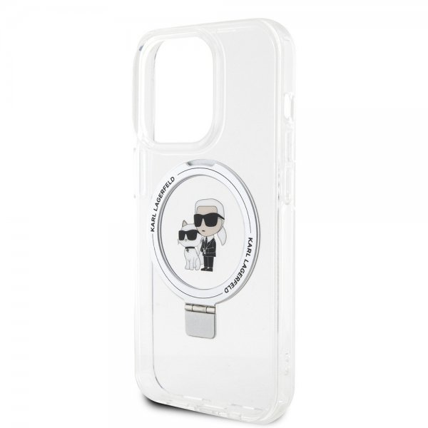 Karl Lagerfeld iPhone 15 Pro Max Cover Ring Stand MagSafe Hvid