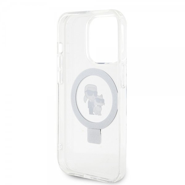 Karl Lagerfeld iPhone 15 Pro Max Cover Ring Stand MagSafe Hvid