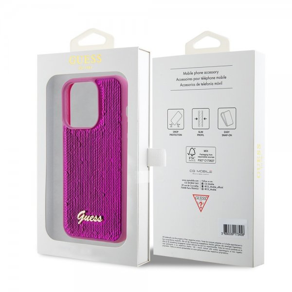 Guess iPhone 15 Pro Max Cover Sequin Fuschia