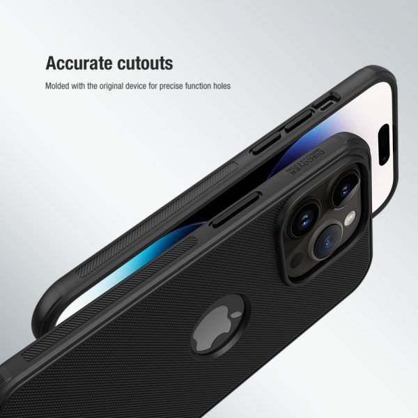 Nillkin iPhone 15 Pro Max Cover Super Frosted Shield Pro Logo Hole Sort