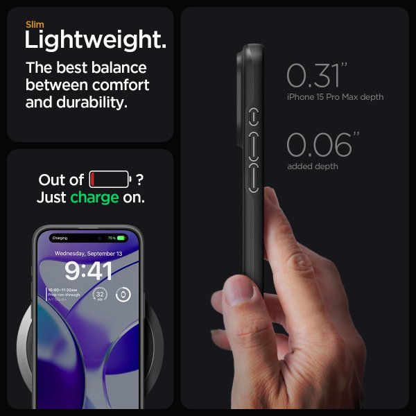 Spigen iPhone 15 Pro Max Cover Thin Fit Sort