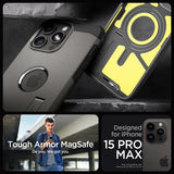 Spigen iPhone 15 Pro Max Cover Tough Armor MagFit Gunmetal