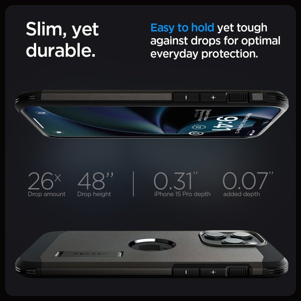 Spigen iPhone 15 Pro Max Cover Tough Armor MagFit Gunmetal